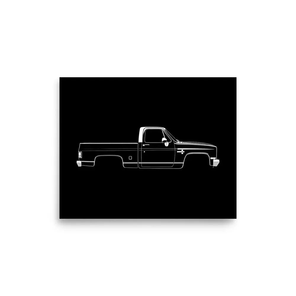 1986 Silverado Poster Line Art Illustration for Chevy Truck Enthusiasts