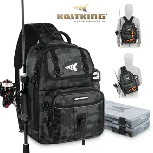 KastKing BaitSpace Fishing Sling Bag, Fishing Backpack with Rod & Beverage Holder, Tackle Bag for Fishing Gear SummerVibes