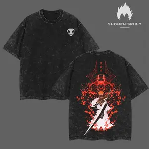 Limited Edition Kurosaki Ichigo - Bleach Anime Double Printed  Washed Tee Unisex Oversize Anime Manga Acid Washed Lightweight Cotton T-Shirt, Gift For Anime Fan