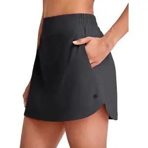 A Line Golf Skirts for Women 15'' Elastic High Waisted Tennis Skorts Soft Casual Athletic Inner Shorts 4 Pockets