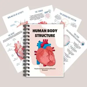 Human Anatomy Visualization Learning Notebook, Clear Anatomical Diagrams, System Notes Section, Ideal for Studying and Reviewing