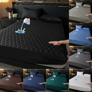 1pc New High-Grade Thick and Soft Comfortable Waterproof Mattress Cover with Various Color Straight Rhombus Bed Liners (Not Including Pillow Covers) Suitable for Bedrooms, Hotels, Guest Rooms, Dormitories. Machine Washable Bedding. Suitable for All Season