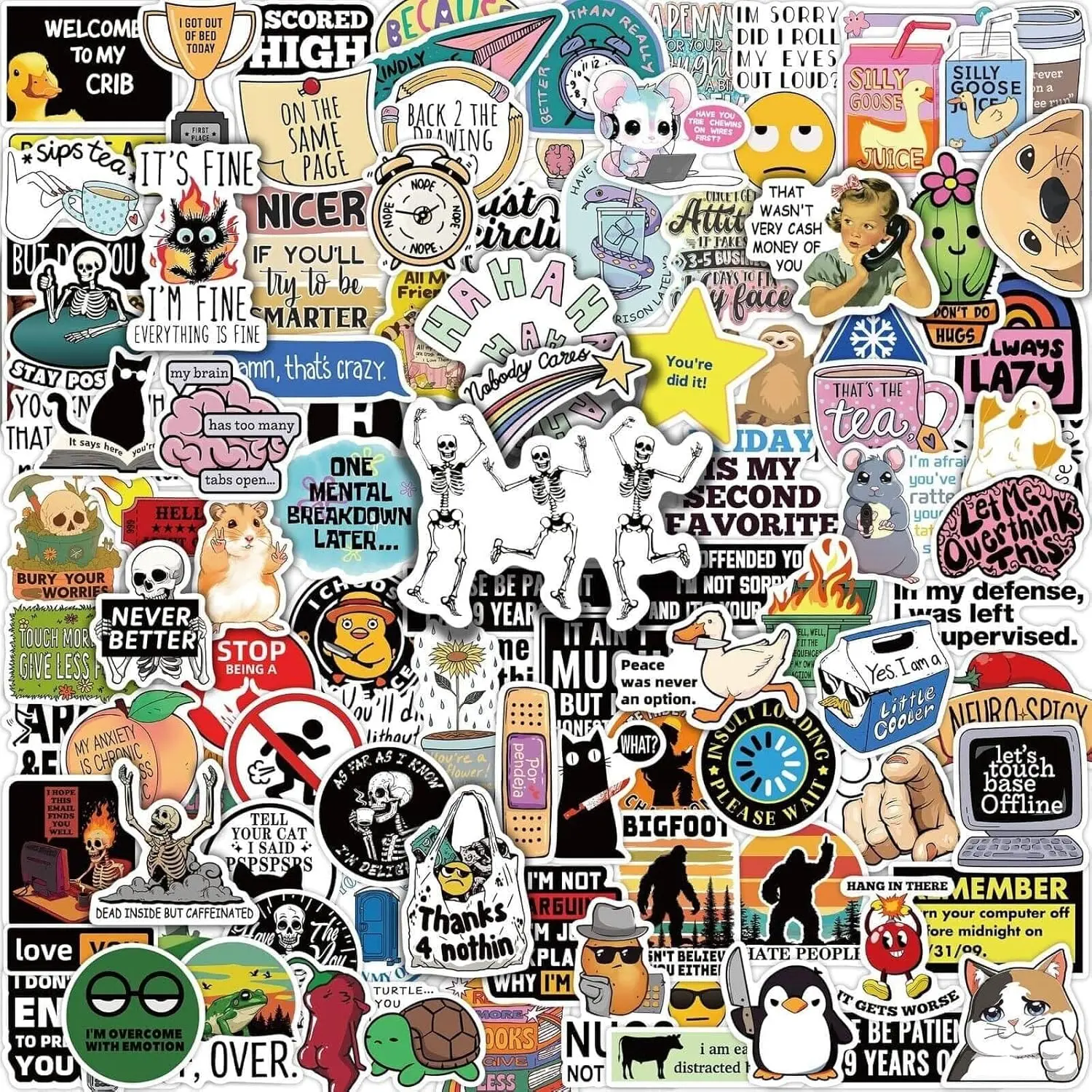 150 PCS Hilarious Stickers for Adults,Funny Meme Sarcastic Weird Snarky Cool Dark Humor Sticker Packs for Bumper Water Bottles Laptops Scrapbooking Waterproof Men Work Decals