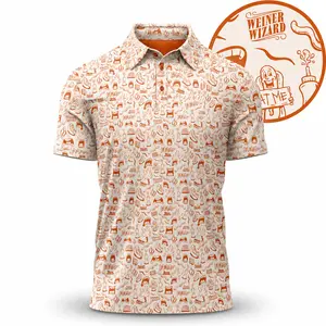 Men’s BBQ Hotdog Golf Polo Funny Cookout Performance Shirt Perfect For Summer Vibes.