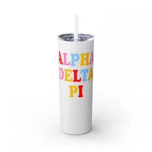 Alpha Delta Pi Skinny Tumbler with Straw, 20oz