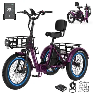 MOONCOOL TK2 Pro Folding Electric Trike 750W,20" Fat Tire 3-Wheel E-Bike, 48V 20Ah Battery, Aluminum Frame with Reverse & Removable Battery