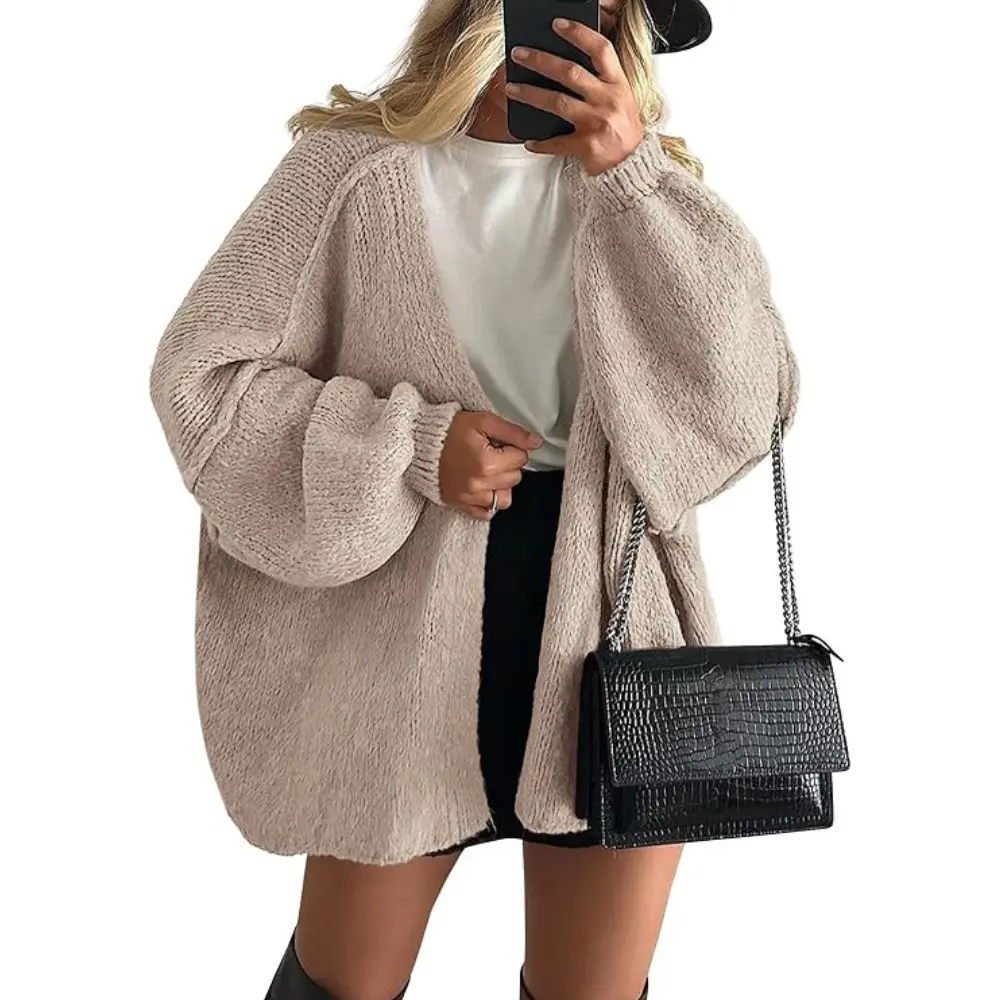 PRETTYGARDEN Womens Oversized Cardigan Sweaters Fall Long Lantern Sleeve Knit Open Front Lightweight