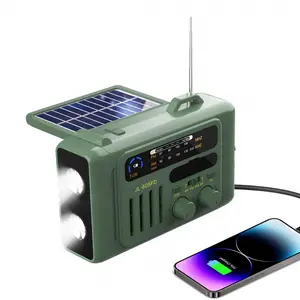 olar Hand Crank Emergency Radio,NOAA/AM/FM with LED Flashlight & Reading Lamp,USB Type-C/Solar/Hand Crank Charging,Bluetooth Speaker,SOS Alarm&Compass for Camping Indoor Outdoor Emergencies
