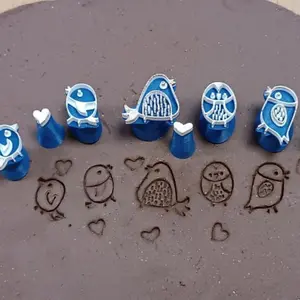 12pcs Clay Stamp & Molding Crafting Kit with Multi-Shape Bird, Heart Stamps - DIY Plastic Clay Set for Making, Pottery, Scrapbooking, Card Making - Compatible with Polymer Clay, Wax, Resin Crafts