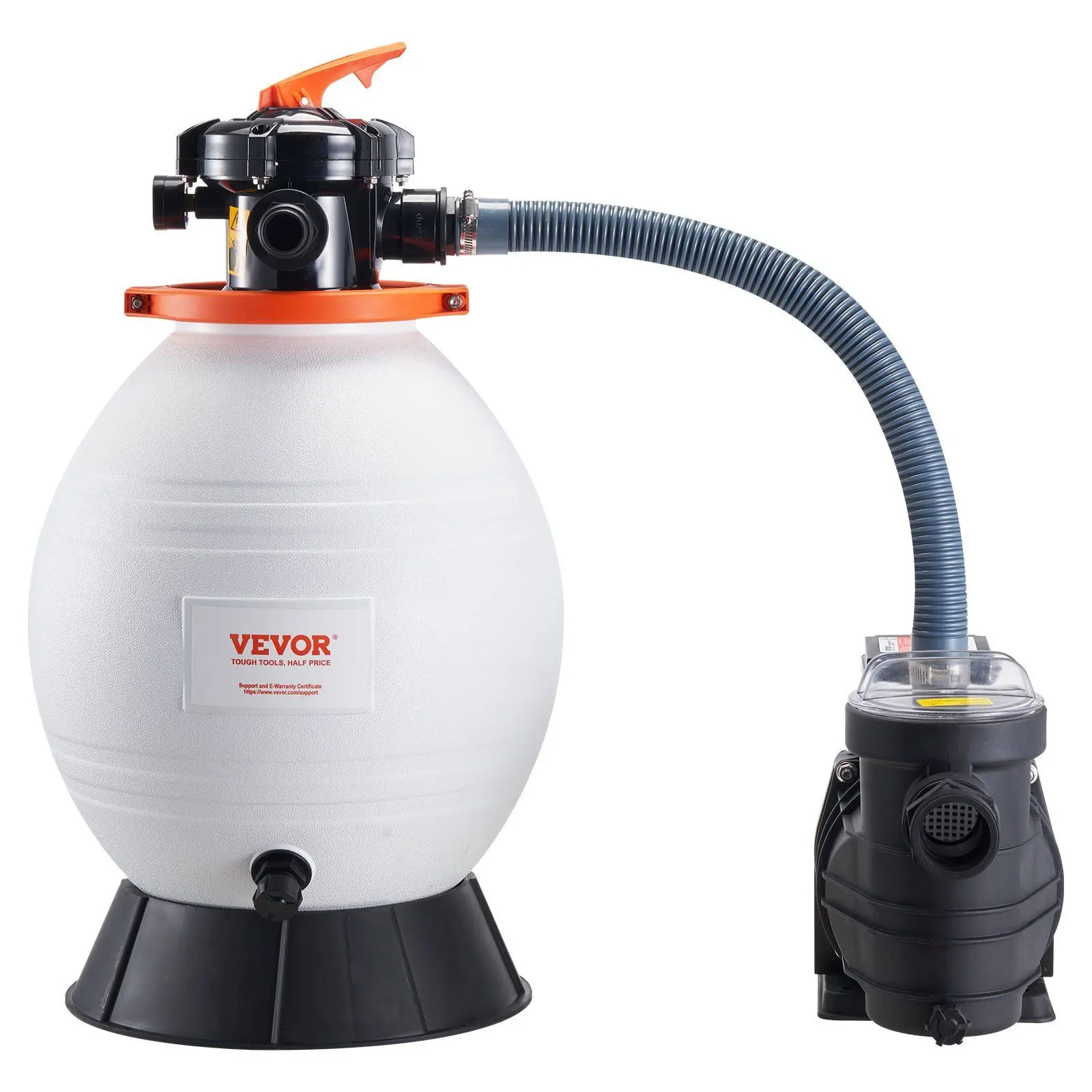 VEVOR Sand Filter Pump for Above Ground Pools, 16-inch, 3500 GPH, 1 HP Swimming Pool Pumps System & Filters Combo Set with 6-Way Multi-Port Valve and Strainer Basket, for Domestic and Commercial Pools