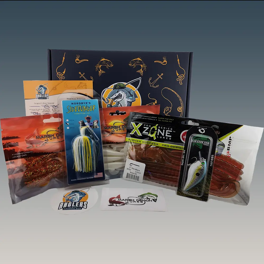 Anglers Arsenal Box Bite Box of custom fishing lures