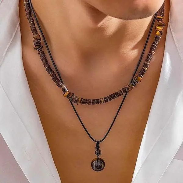 Veliora Gift B Necklace for Men Puka Shell Necklaces Men Jewelry Gifts Surfer Mens Necklace Beaded Choker Beach Jewelry Gift for Dad Son Husband Summer Beach Accessories