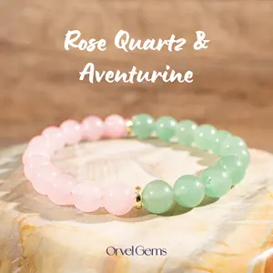 Love & Abundance Bracelet – Rose Quartz & Green Aventurine Crystal Beads | Healing Gemstone Bracelet for Women | Meditation & Yoga Jewelry | Perfect Mother’s Day Gift