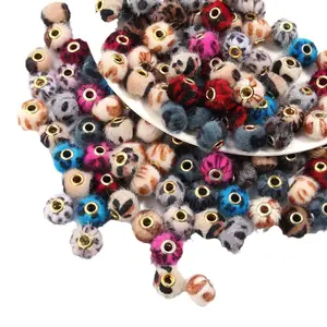 Cheetah Print Fuzzy Pom Pom Beads 15mm | Large Hole Plush Beads | DIY Phone Charm Bracelet Beads | Beaded Pen Supplies,summervibes