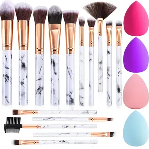 Makeup Brushes 16pcs Professional Makeup Brush with Makeup Sponge Set Premium Synthetic Foundation Kabuki Eyebrow Concealers Blending Eye Shadow Brushes Make up Tool Kit (Blue) springtok