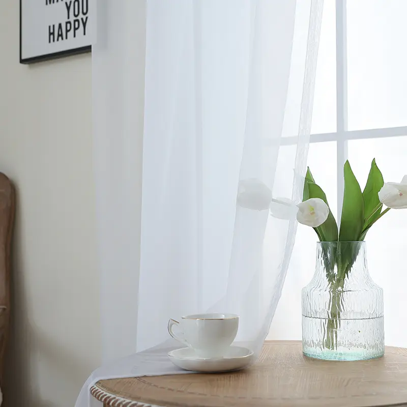 4PCS Solid Color Transparent Gauze Window Curtains - Thin Design, Pole Pocket Top for Pole Hanging, Natural Light Filtering, Suitable for Living Room, Bedroom, Balcony, Window Curtain