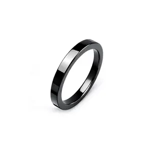 RG105BP B.Tiff High Polish Plain Black Ceramic Ring [Thin Band]