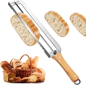Adjustable Bread Slicer for Homemade Bread - Upgrade Manual Sourdough Bread Knife with Thickness Guide, Bread Bow Cutter with Stainless Steel Serrated Blade for Baguettes Bagels, Ideal Gift for Baker