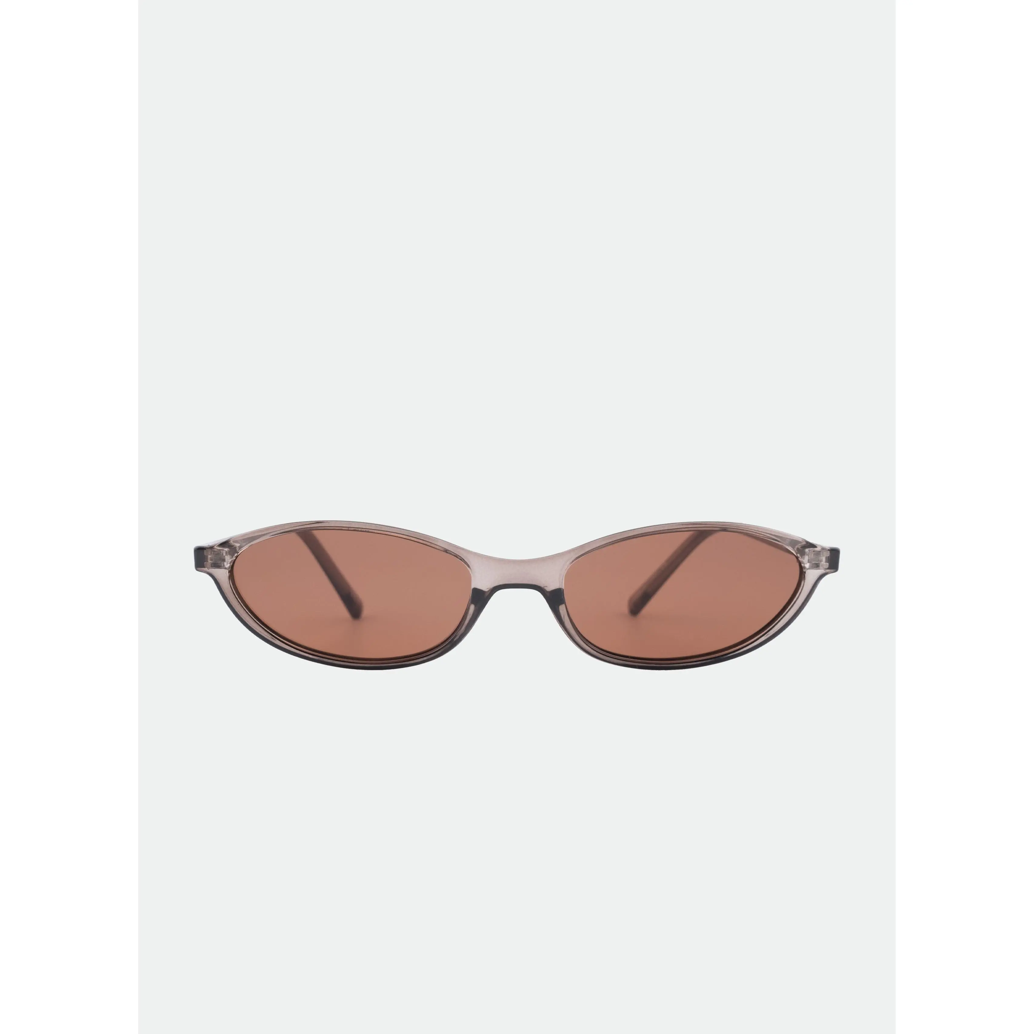 Hazel Transparent Olive Modern Sunglasses - Rounded Cateye Frame with Brown Lenses, 100% UV Protection, Lightweight Durable, Classic Shades