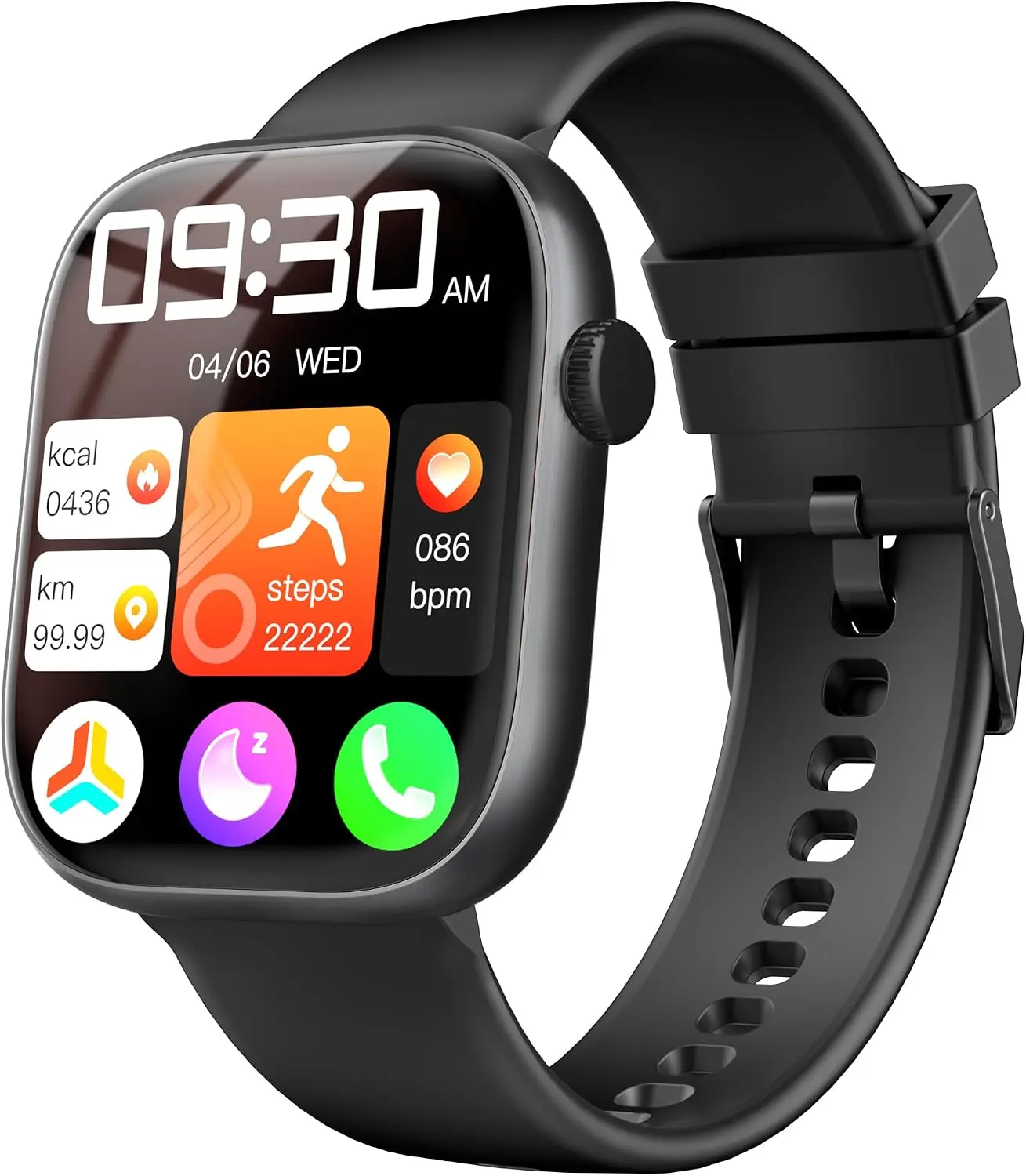Unisex Durable Aluminium Adjustable Band Smart Watch with 1.83" HD Glass Touchscreen, Speaker, Bluetooth Calling, IP68 Waterproof, Multi-Sport Monitoring, Health Monitor, Workout Pedometer, Remote Charging, Calculator, Android/iOS Compatible, Jet Black, W