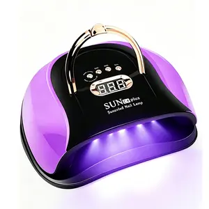 256W UV LED Nail Lamp with 57pcs Long-Lasting Lamp Beads,Portable Handle Professional Dryer Manicure 4 Timer Settings (10/30/60/99S)