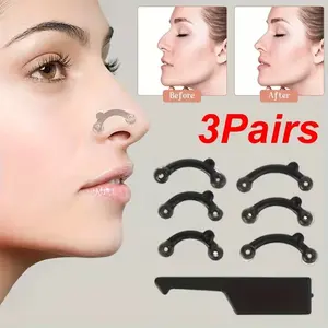 3 Pairs Transparent Nose Clips, Nose Bridge Enhancer, Nasal Beauty Corrector, Nose Wing Narrower, Nose Shaper, Makeup Setter