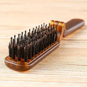 Compact Foldable Hair Brush - Portable Pocket-Sized Comb with Boar Bristles for Smooth, Shiny Hair - Ideal for Travel & On-the-Go Grooming, Hair Styling Combs