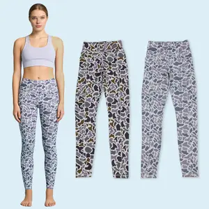 Adult women camouflage full length high waist elastic active leggings
