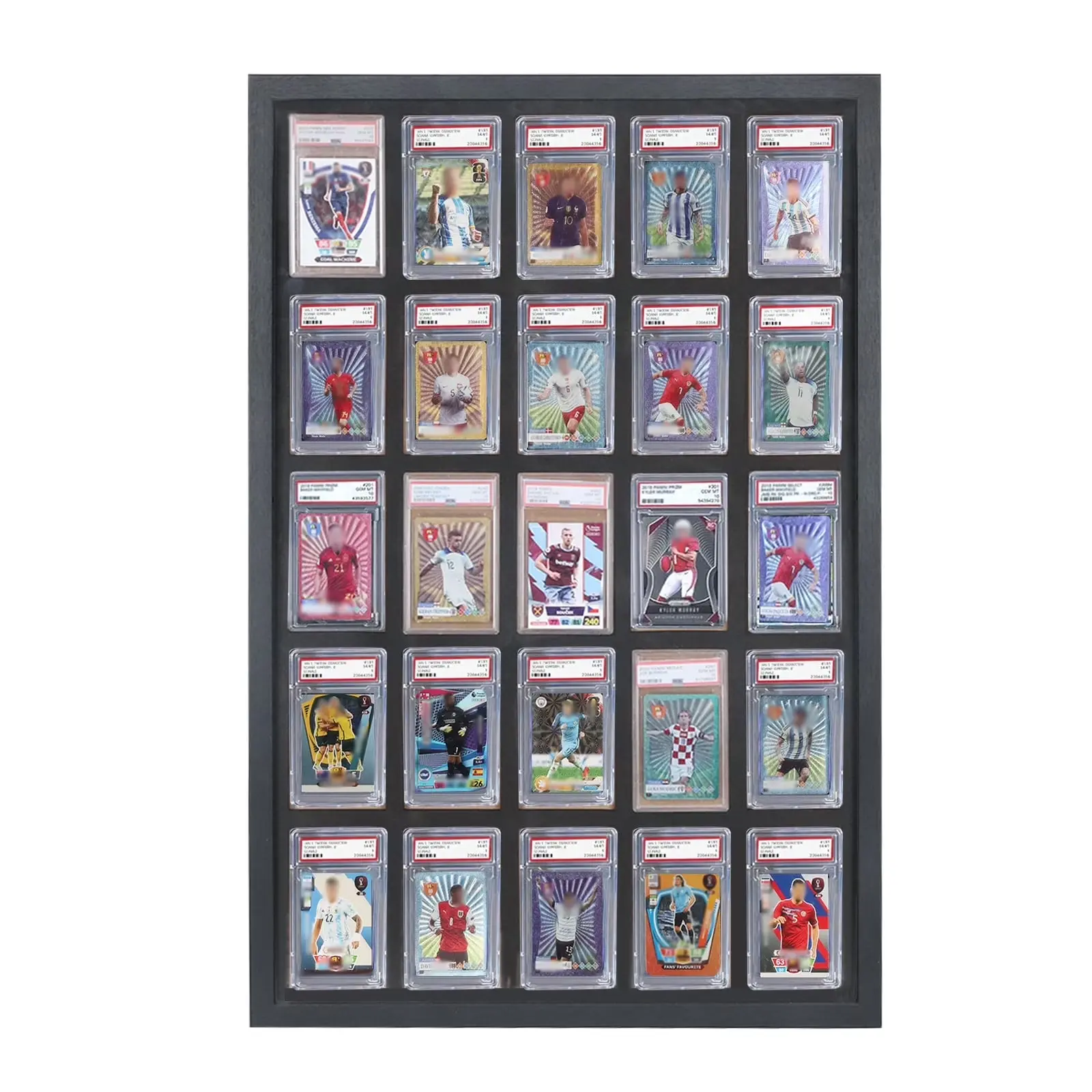 25 Graded Sports Card Display Case - Baseball Card Display Frame for Basketball Collectible Trading Card Black Finish
