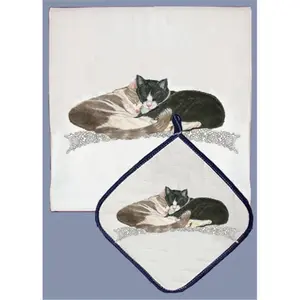 Pipsqueak Productions  Cat Dish Towel And Pot Holder Set