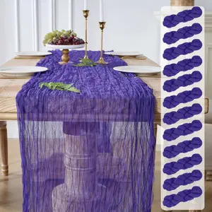 12 Pack Purple Cheesecloth Table Runners, 120 Inch 10Ft Gauze Table Runner for Wedding Birthday Party Baby Shower Decorations