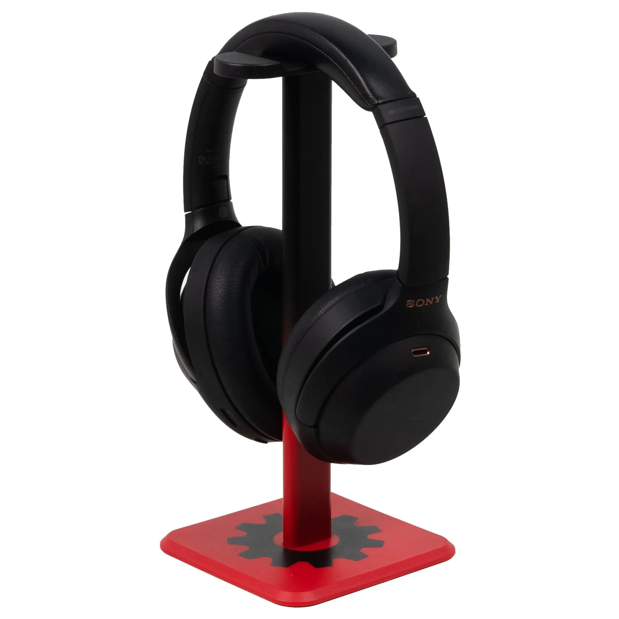 Deco Gear Pro Audio Headphone Stand - Matte Black/Red, Rubber-Base Electronic Device for Headset, Telephone & Desk Organization (Computers & Office Supplies Accessory)