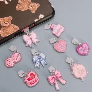 Kindle Dust Plug Charm Pink Bow Bookish USB-C Accessory Coquette Aesthetic Reader Gift Durable Acrylic Fits Most Kindle Ports