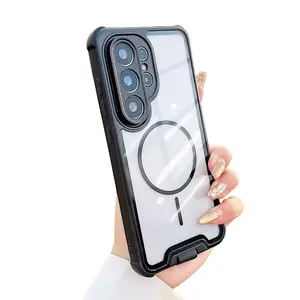 Magnetic for Samsung Galaxy S26/S25/S24 Ultra Case , Military-Grade Dual-Layer Shockproof  Phone Case ,Heavy Duty Anti Yellowing Rugged Protective Transparent Case with Port Anti dust