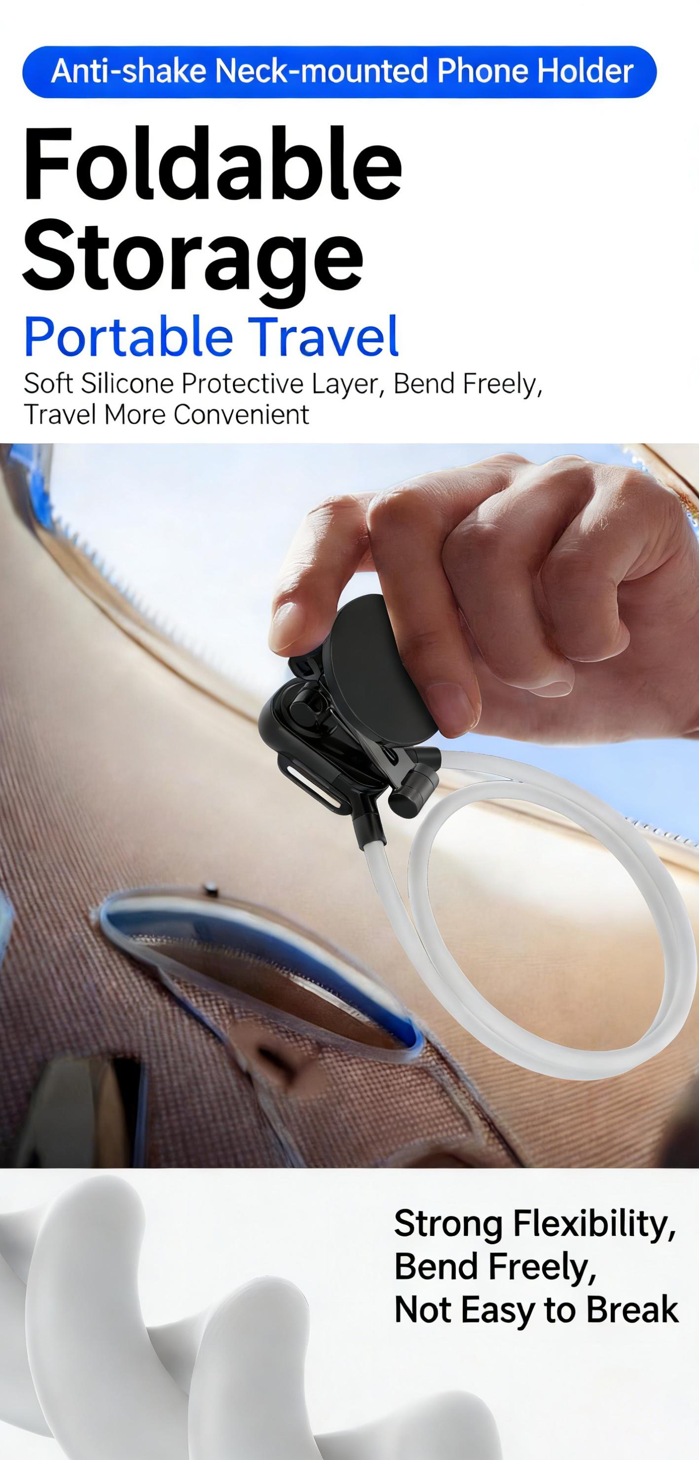 Magnetic Neck Mount Phone stand, Hands-Free Neck Strap Mount with Anti-Shake Stabilizer, 360° Rotatable POV Chest Harness for Vlogging, Running, TikTok & YouTube