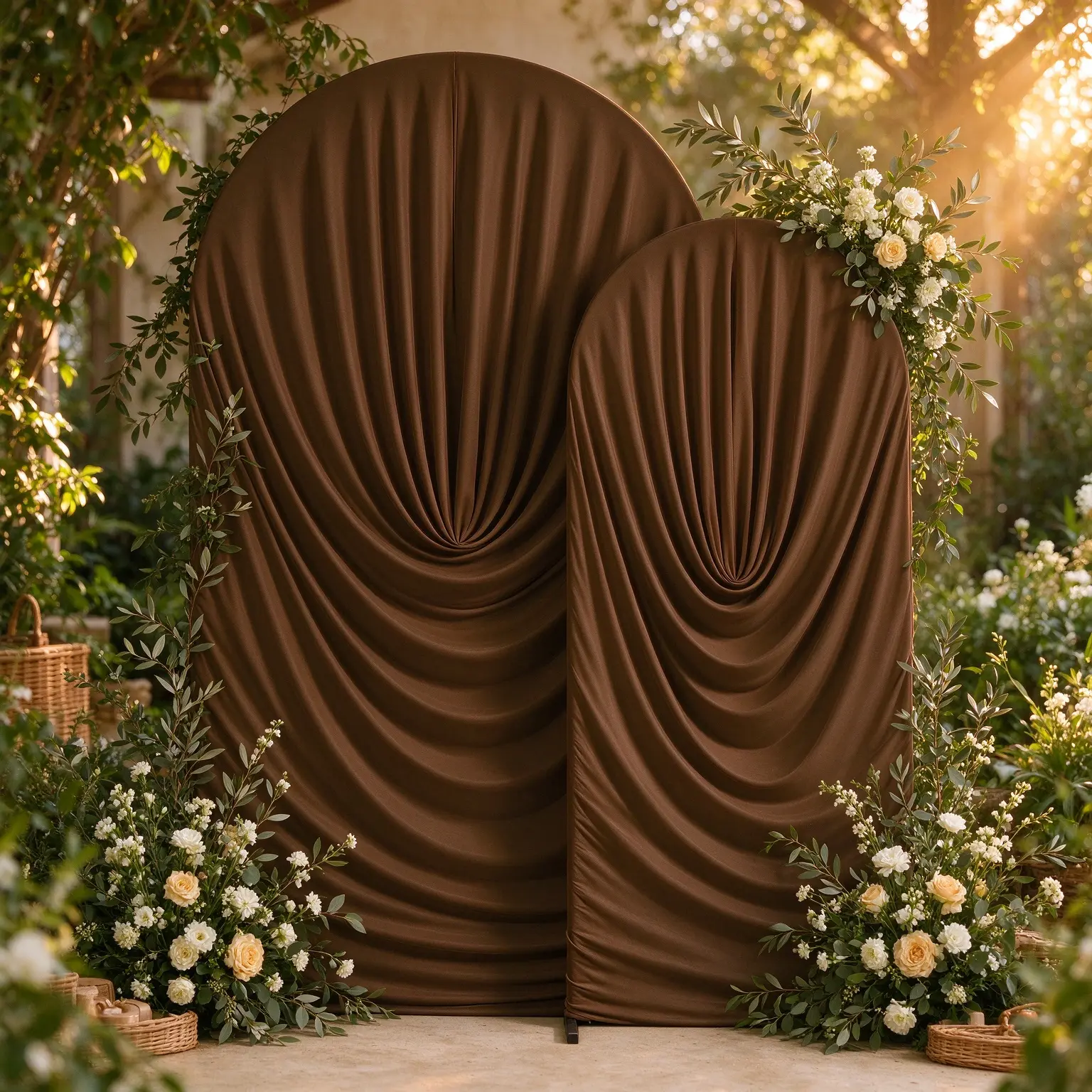 2/3 Pcs Stretch Spandex Wrinkle-Free Fitted Round Arch Backdrop Cover Round Top Arch Stand, Wedding & Birthday Party Photo Decor (Stand Not Included),home decor