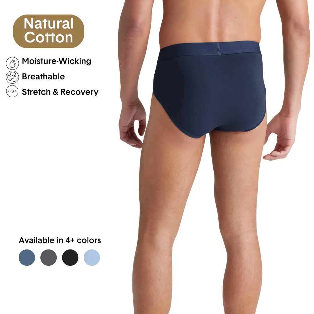 Tommy John Men’s Cotton Brief | Breathable Moisture-Wicking Underwear | Contour Pouch, No Roll Waistband, Supportive Fit, Tagless Comfort Day Fabric