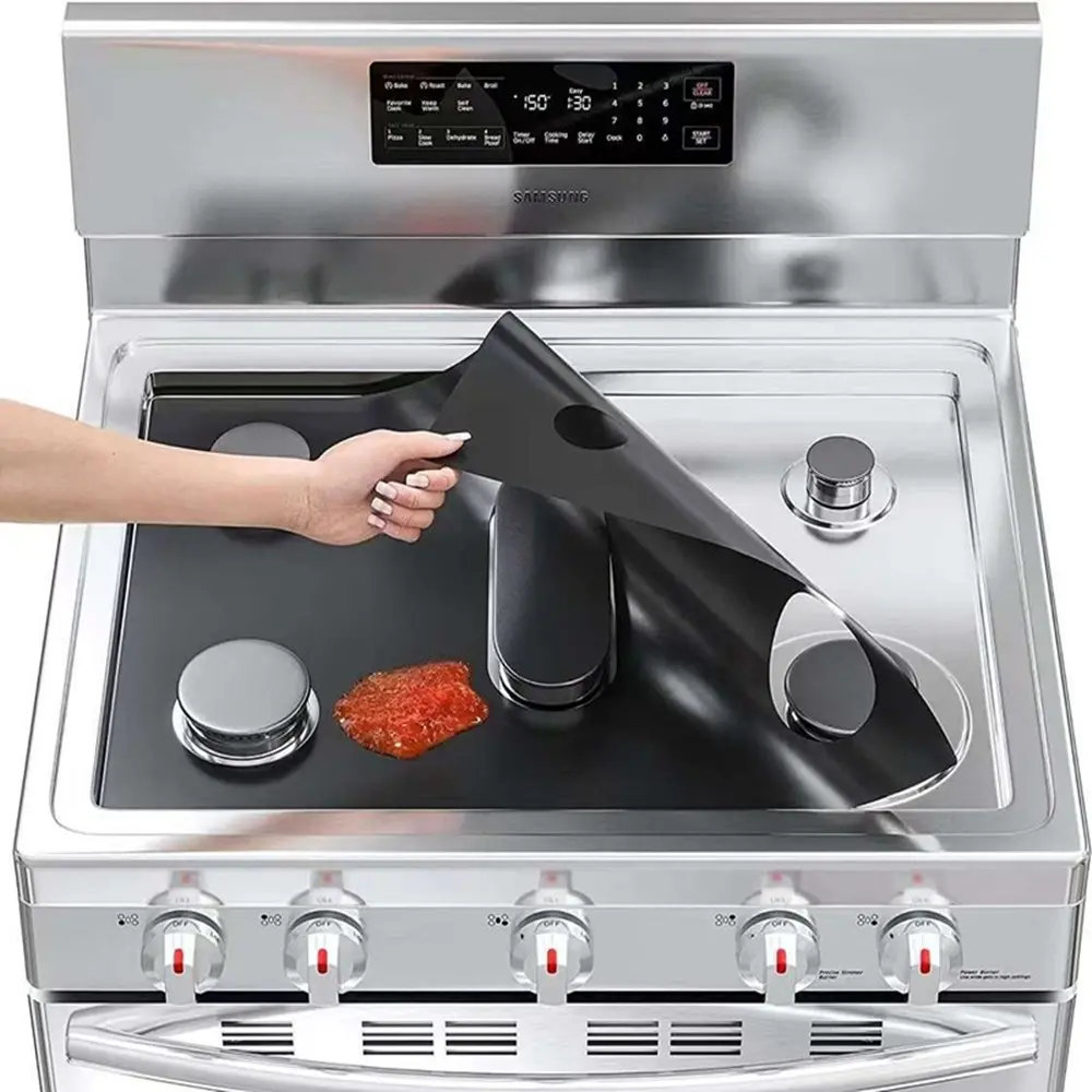 Teflon Gas Stove Pad, Gas Stove Burner Liners, Non-Stick High-Temperature Stove Top Protector, Oil-Resistant and Dirt-Proof Cleaning Mat, Home Kitchen Essential
