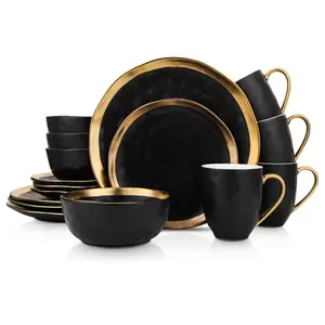 Stone + Lain Florian 16-Piece Porcelain Halo Dinnerware Set