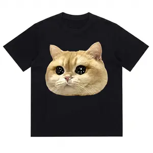 180g Pure Cotton T-Shirt Men's Sport Casual Men's T-Shirt Cute Cat Face Design Summer And Spring Wear Gift For Cat Lovers And Pet Enthusiasts