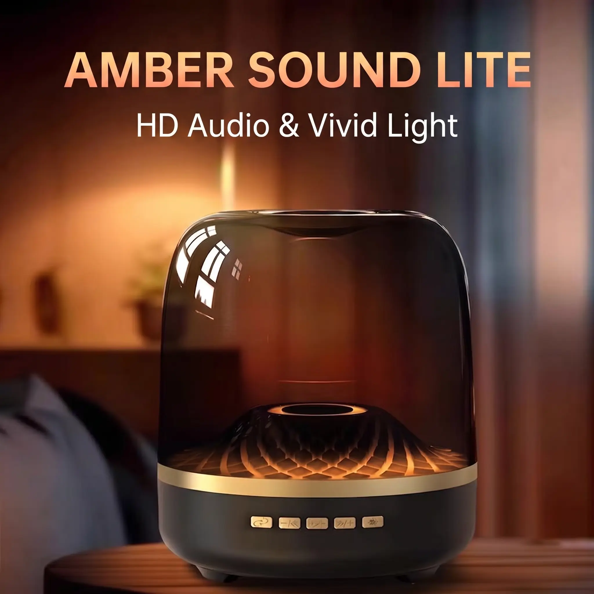 Compact Crystal Portable Bluetooth Speaker - Button Control, Adjustable LED Light, 360° HiFi Stereo Sound, Clarity and Bass Speakers, Bluetooth 5.0, Long-Lasting Batteries, USB Type-C Charging, Cool Home & Bedside Gadget