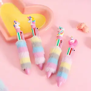 1/3/5/10pcs Random Color Unicorn Plush Drawing Pens, 6 Colors Writing Brushes, Cute Stationery Handwriting Pens for Girls