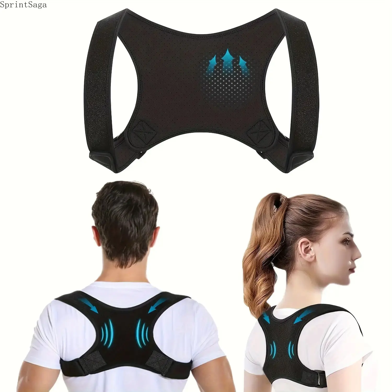 Solid Breathable Mesh Posture Corrector for Men and Women, Ergonomic Corrective Belt with a Slip Resistant Fit, Unisex Fit, Anti Hunchback, Back, Mesh Fabric, Adults, Posture Improvement, Prop 65 Safe tiktokshopbacktoschool