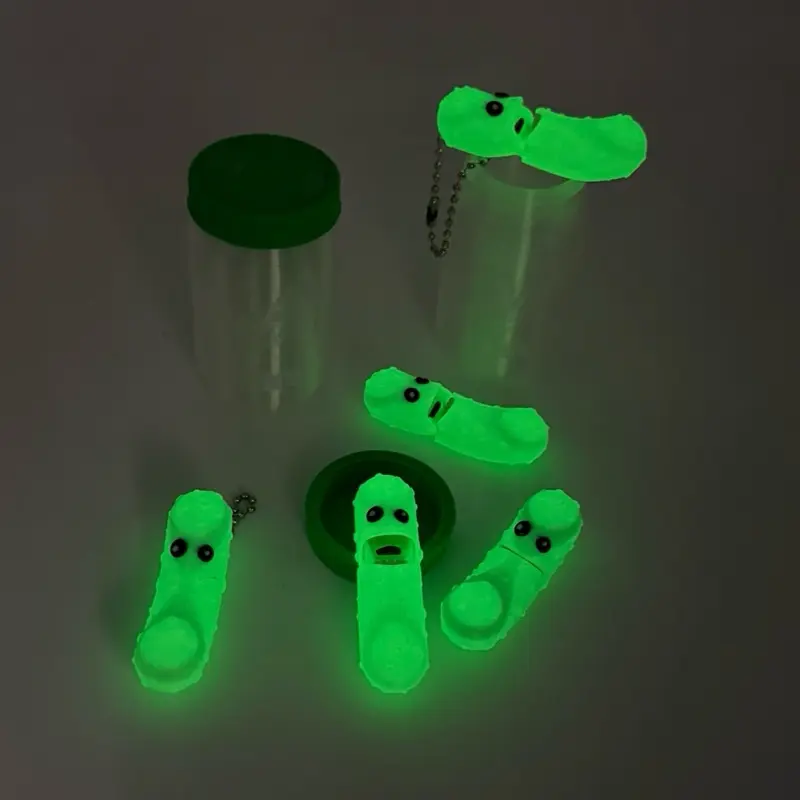 Tickle Pickles 3D Printed Articulated Glow in the Dark Pickle Keychain & Jar Green Color Unique Design Elements for Car Keys Valentine Day Gift Handmade Small Item