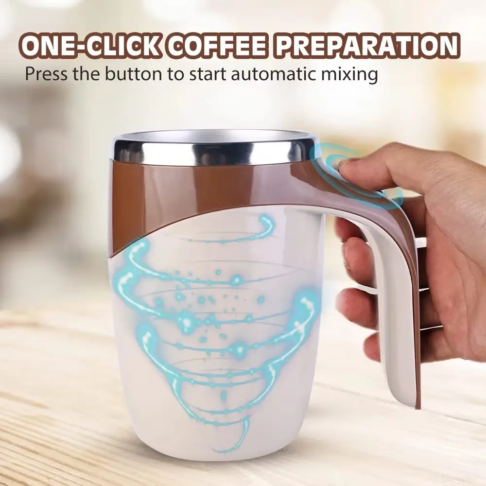 Automatic coffee mixing cup, Fast stirring, Rechargeable Magnetic Coffee Mug, Coffee frother mixer, Protein shake mixer, Drink mixer, Automatic Cooling, Ideal for Mixing Coffee, Milk, Protein Powder, Great for Office, School