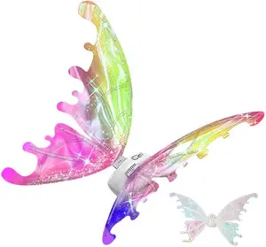 Electric Butterfly Wings for Girl, Fairy Wings with LED Lights and Music, Moving Butterfly Wings Toy for Kids,The Perfect Christmas Gift, Making Girls Into Beautiful Fairies.