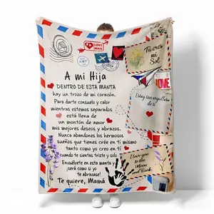 A Letter to My Son & Daughter Custom Soft Throw Blanket Cozy Spanish Alphabet Heart Design Gifts for Valentines Day Birthday Back to School Graduation Couch Decor