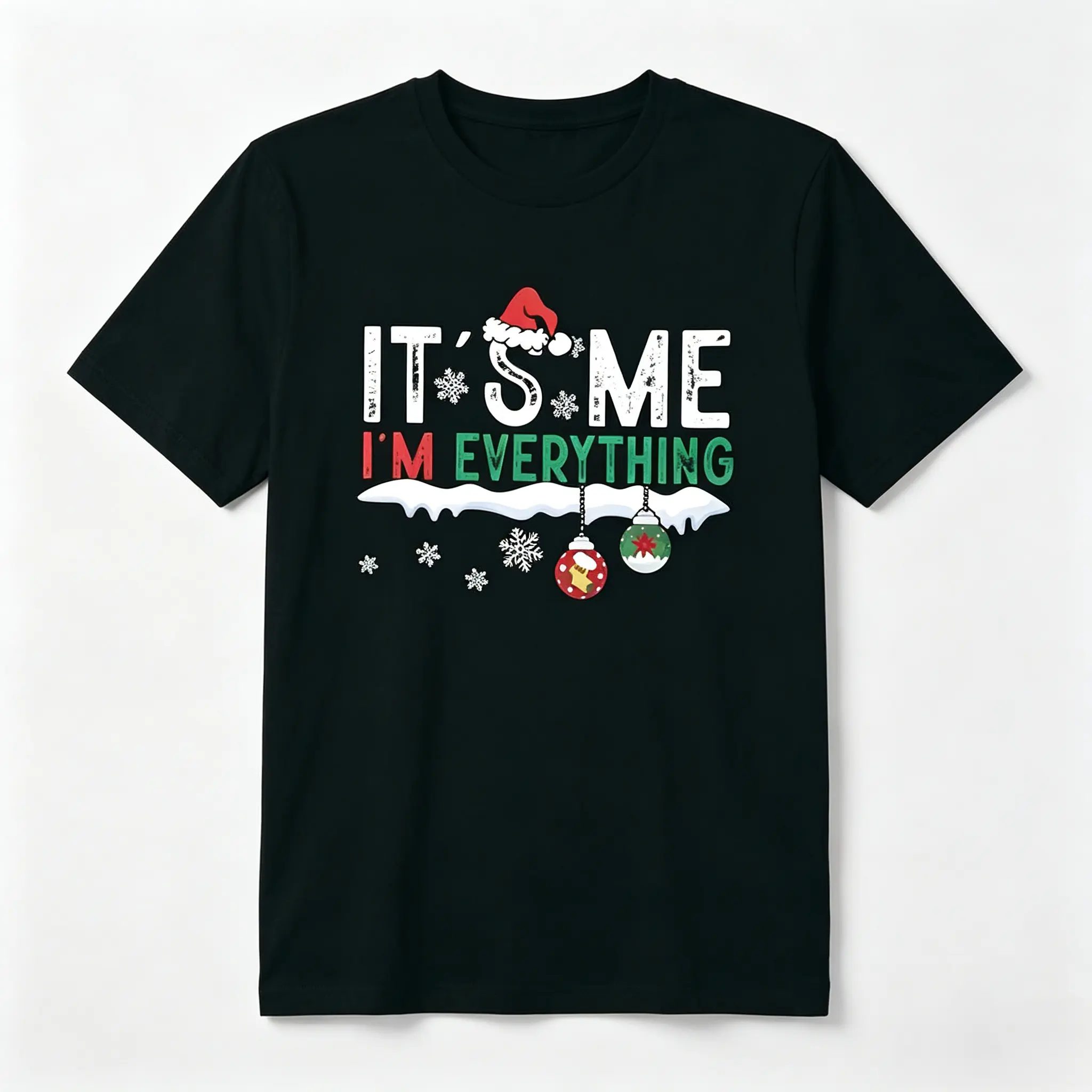 Unisex Christmas Couple T-Shirt with Funny Slogan Print, Casual Round Neck Shortsleeve Clothes, Comfortable Street Style Top for Parties