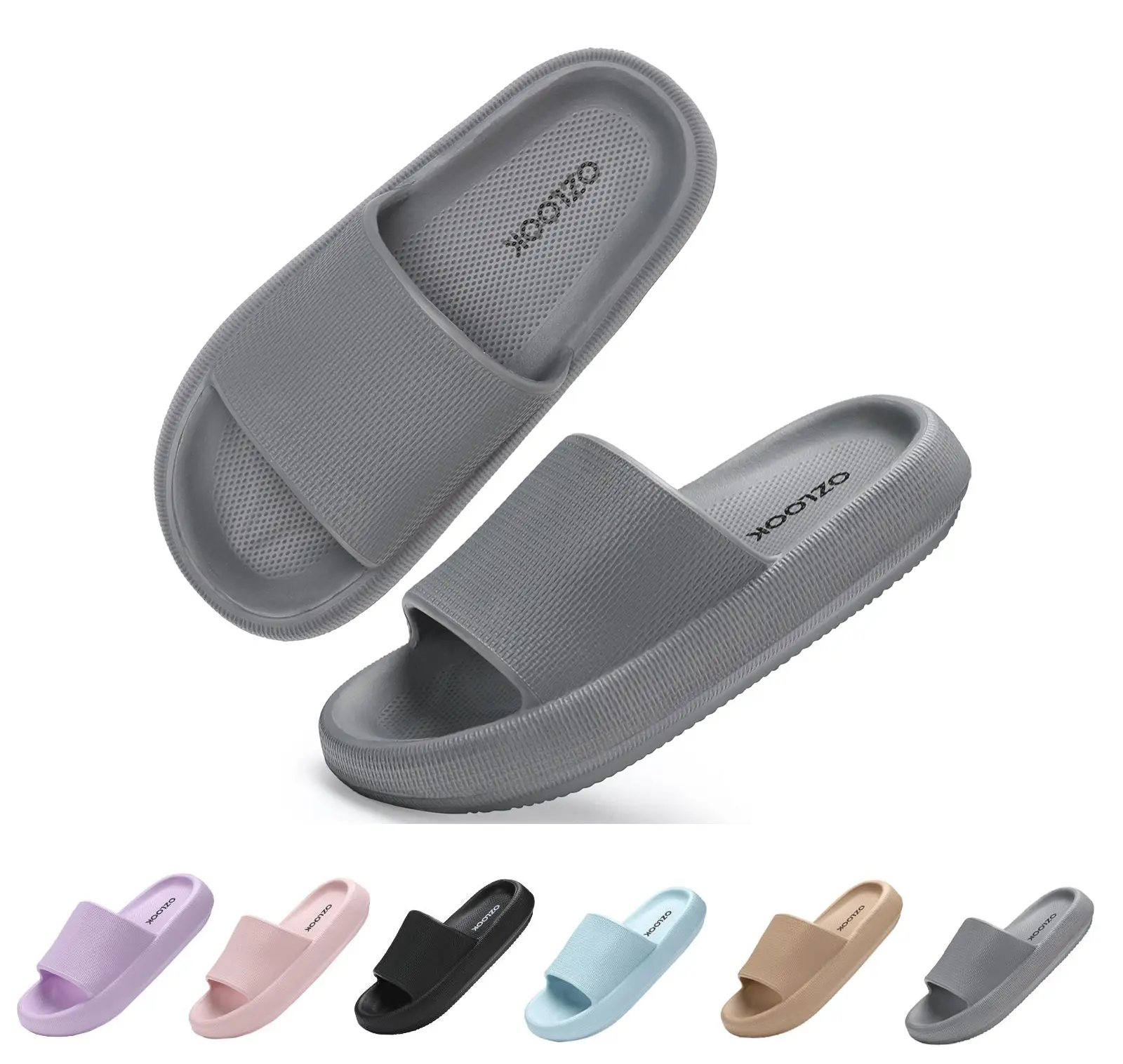 Unisex Minimalist Black Cloud Slides, EVA Foam Pillow Slippers with Thick Cushioned Sole, Non-Slip Sporty Chic Spa Footwear for Indoor & Outdoor Use, Slides for Women, Foam Slides, Indoor Shoes