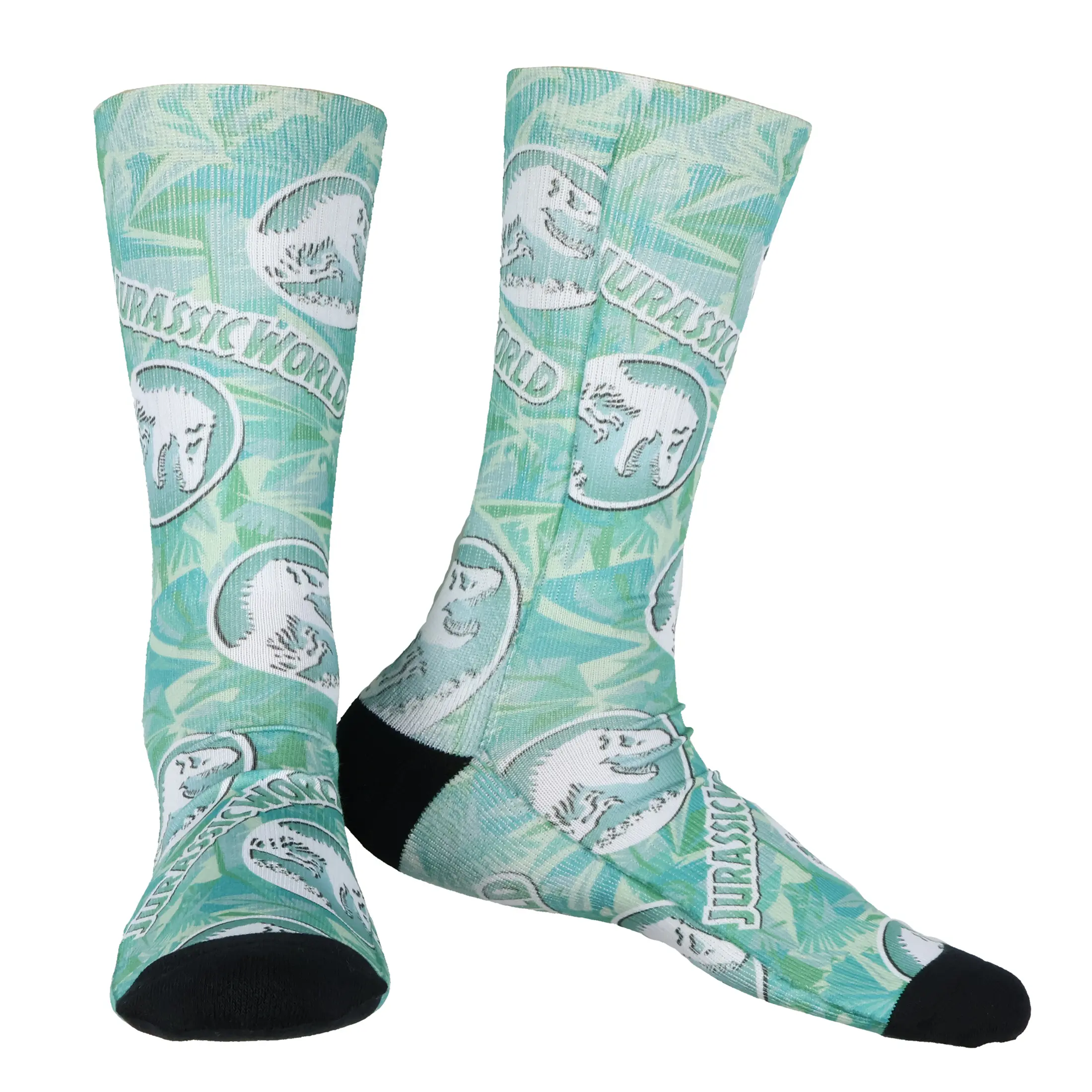 Men's Dinosaur Crew Socks, Graphic Tropical Print Stretch Fabric for Casual Wear and Sneakers, Fits Sizes 8-12, Menswear